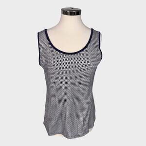 Lands' End Medium 10-12 Tank Top 100% Cotton Black White Pattern